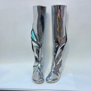 MM6 Maison Silver Metallic KneeHigh Boots EU41/US10 (S-45)